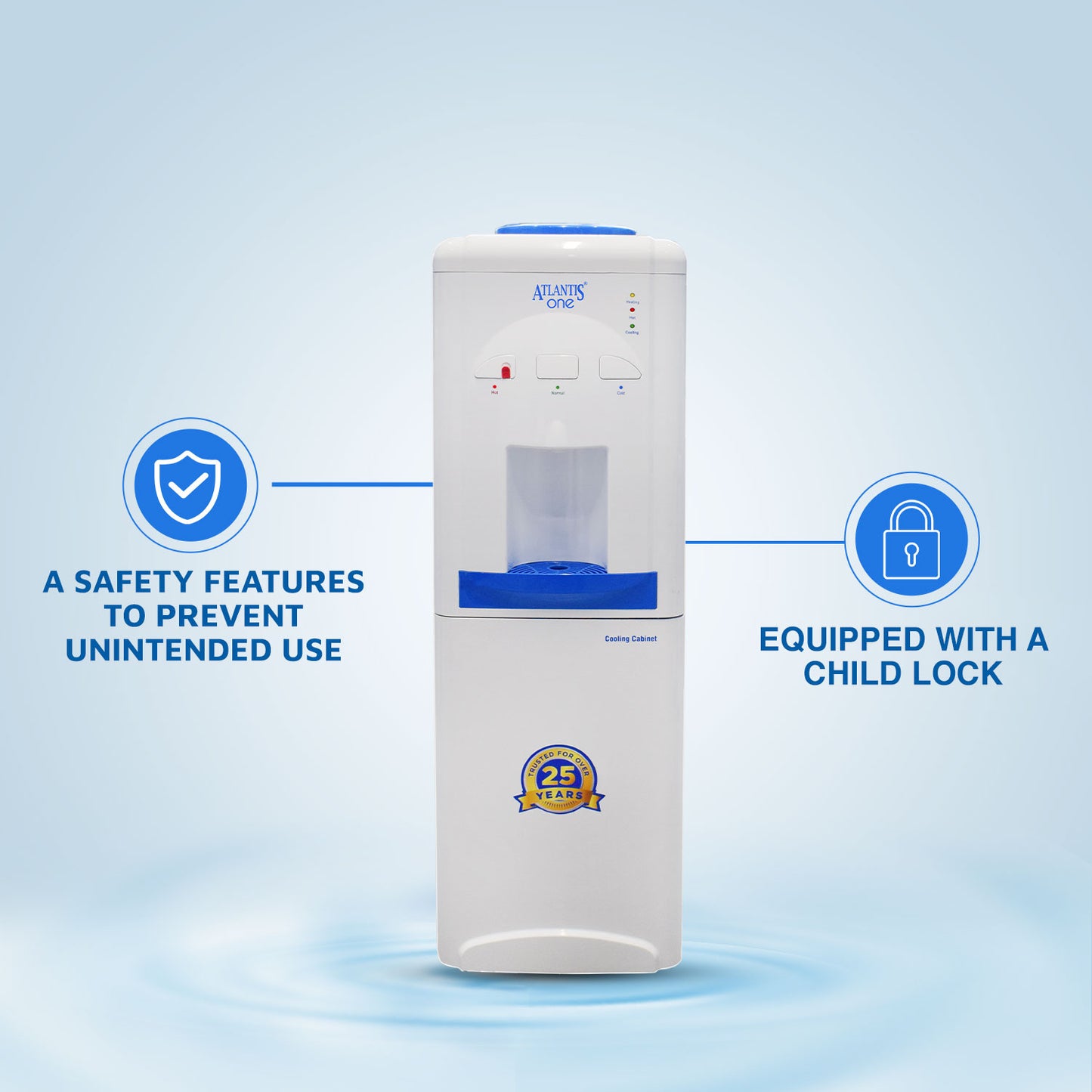 Atlantis ONE Cooling Cabinet Water Dispenser | Hot, Cold and Normal Water Dispenser