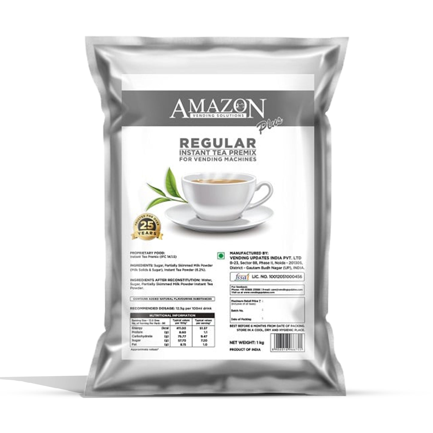 AMAZON Plus Regular 3 in 1 Instant Tea Premix Powder