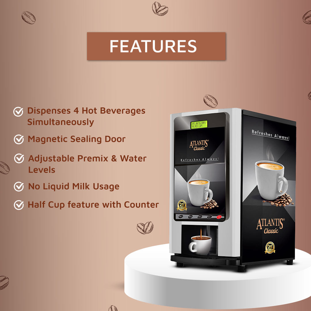 Atlantis Classic 4-Lane Tea and Coffee Vending Machine
