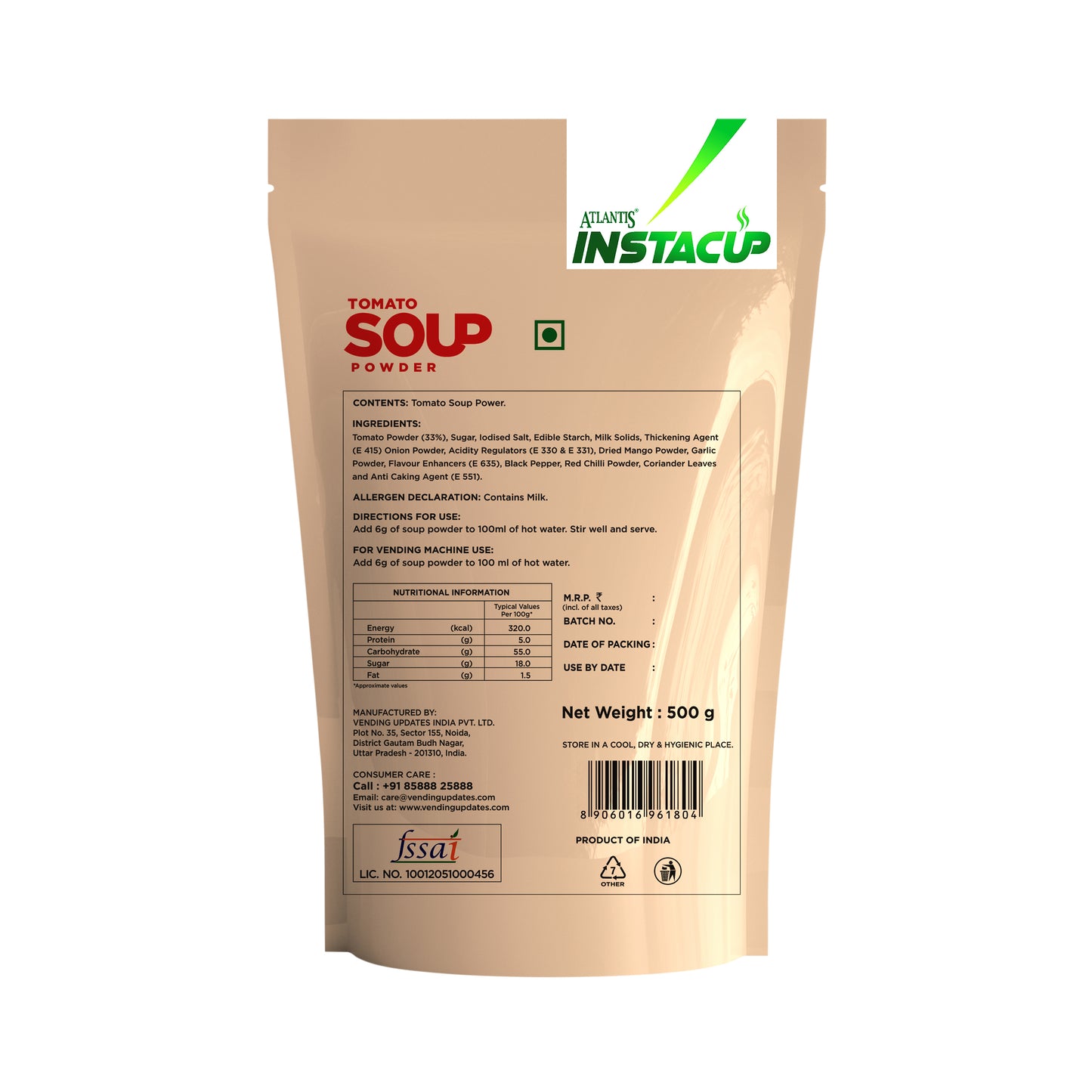 Atlantis Instacup Regular Tomato Soup Powder 500 gms Pack| Just Add Hot Water