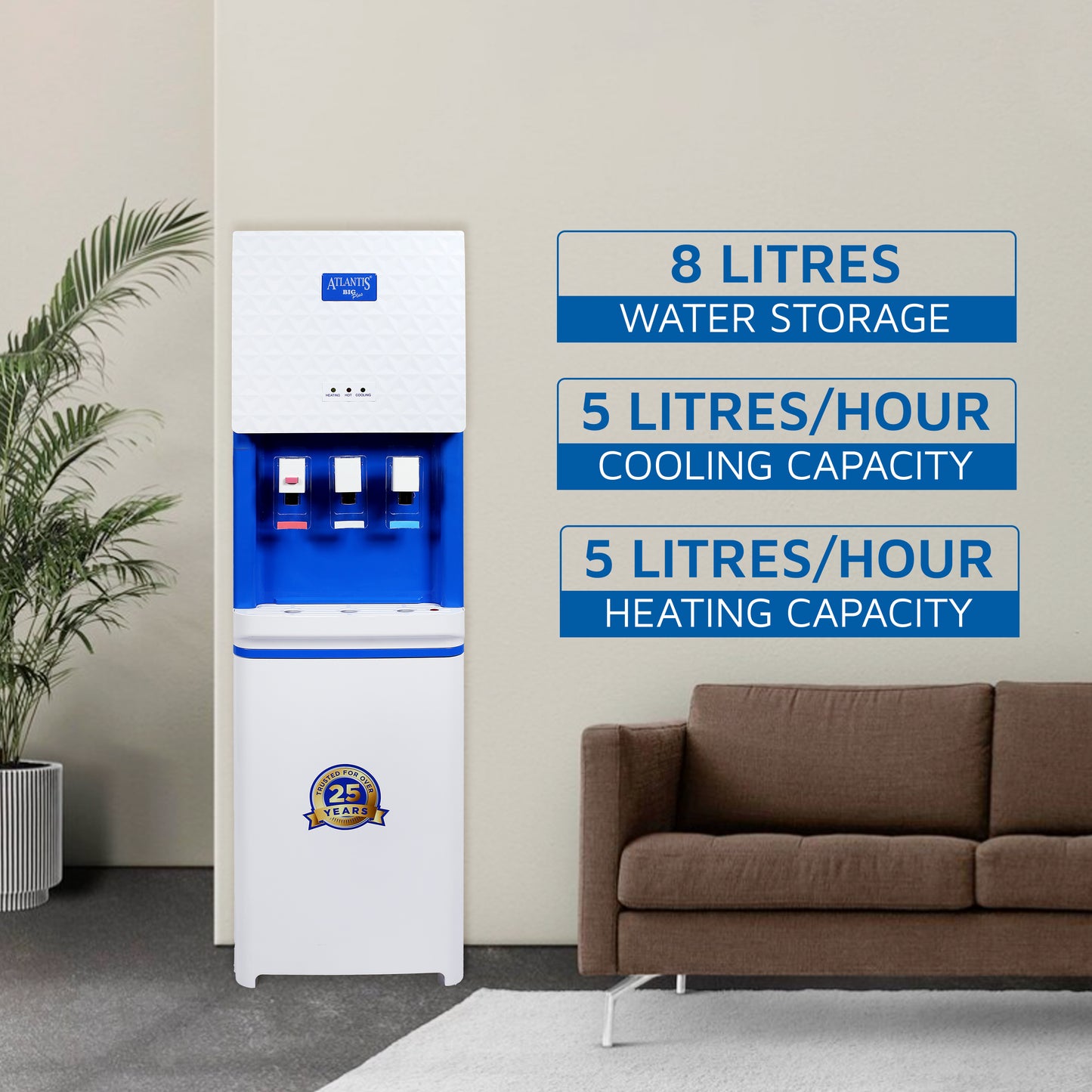 Atlantis BIG PLUS RO Compatible Water Dispenser | Hot, Cold and Normal Water Dispenser