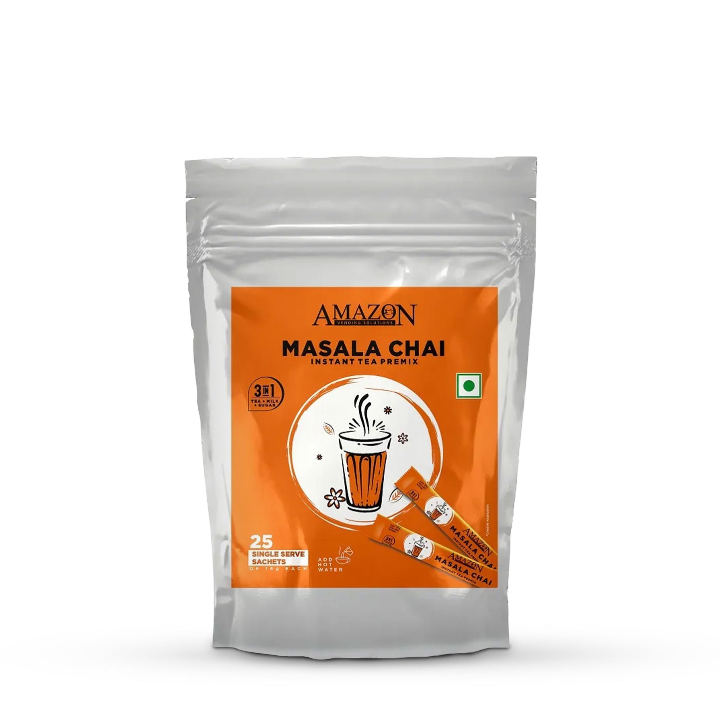 AMAZON 3 in 1 Instant Masala Chai Premix | 25 Sachets X 16 Grams Pouch Pack