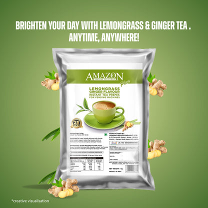 AMAZON Plus Instant Tea Premix | Lemongrass Ginger Flavour | Premix Powder for Vending Machines