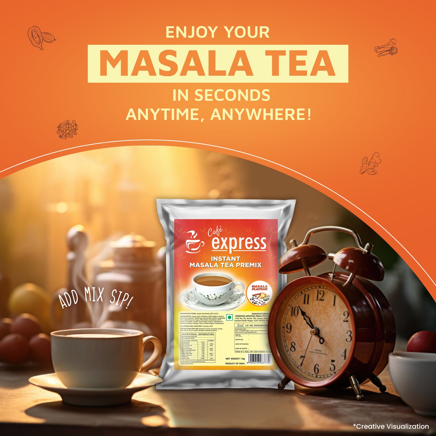 Cafe Express Instant Masala Tea Premix for Vending Machines