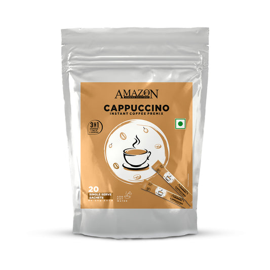 AMAZON 3 in 1 Instant Cappuccino Coffee Premix | 20 Sachets X 20 Grams Pouch