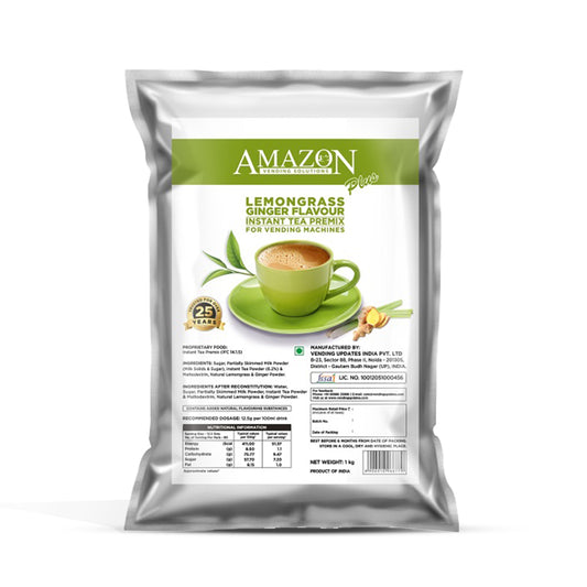 AMAZON Plus Instant Tea Premix | Lemongrass Ginger Flavour | Premix Powder for Vending Machines