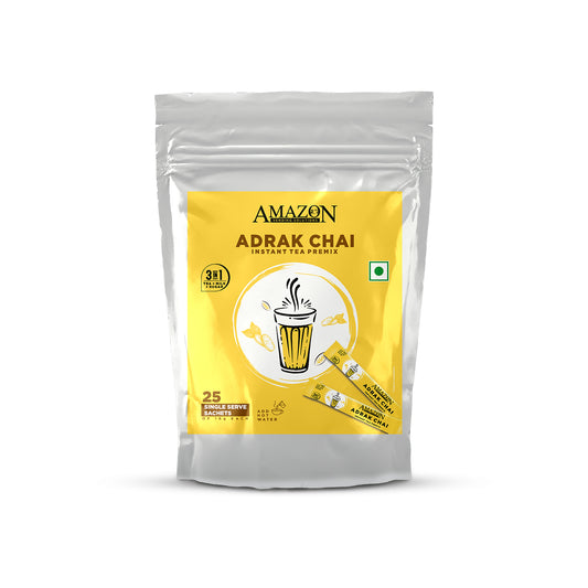 AMAZON 3 in 1 Instant Ginger Tea Premix | 25 Sachets X 16 Grams Pouch Pack