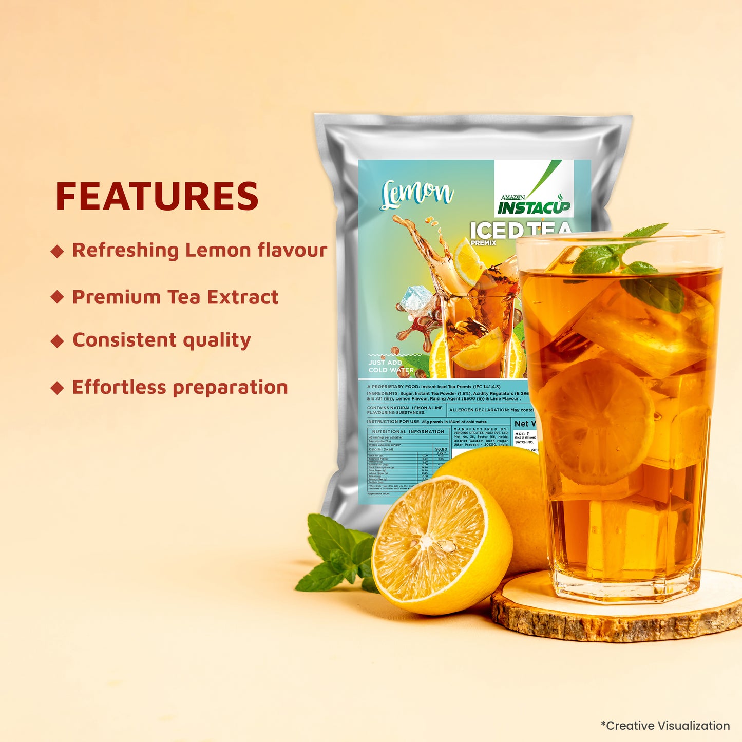 Amazon Ice Tea Premix | Lemon Flavour | 1 Kg Pack