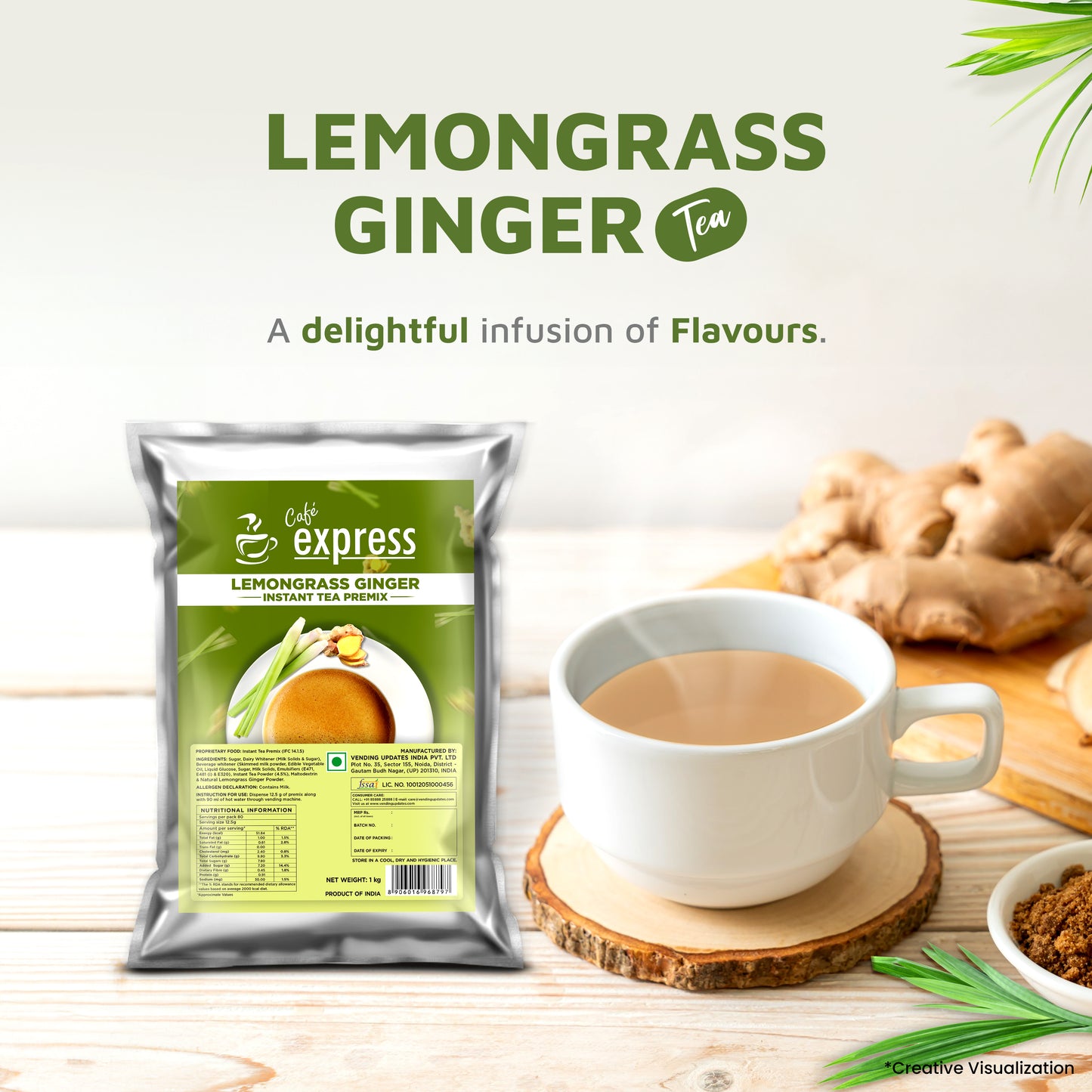 Cafe Express Instant Lemongrass Ginger Tea Premix for Vending Machines