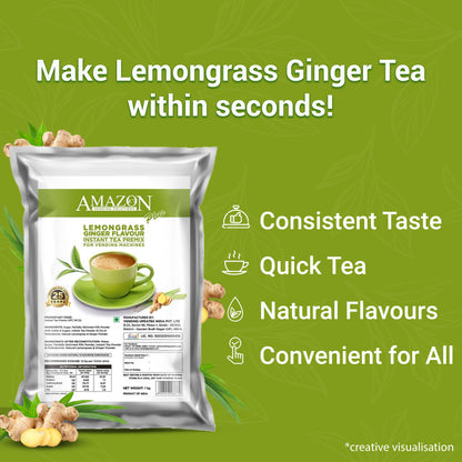 AMAZON Plus Instant Tea Premix | Lemongrass Ginger Flavour | Premix Powder for Vending Machines