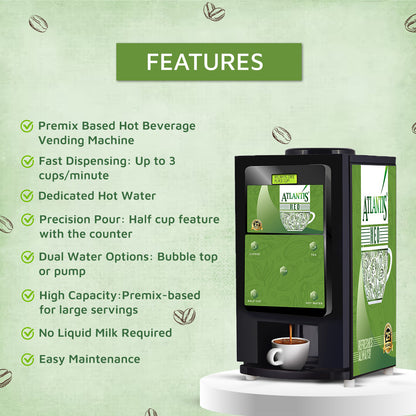 Atlantis Neo 2 Lane Tea and Coffee Vending Machine  – Dedicated Hot Water