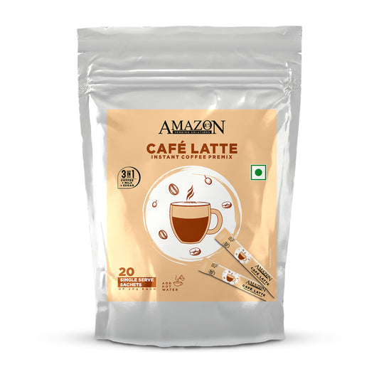 AMAZON 3 in 1 Instant Cafe Latte Coffee Premix | 20 Sachets X 20 Grams Pouch